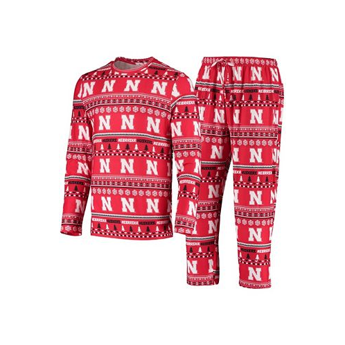 Concepts Sport Mens Scarlet Nebraska Huskers Ugly Sweater Knit Long Sleeve Top and Pant Set