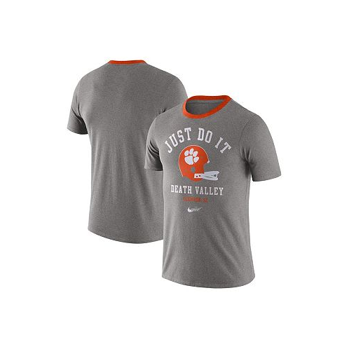 Nike Mens Heathered Gray Clemson Tigers Vault Helmet Tri-Blend T-shirt