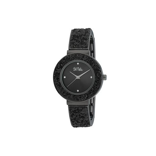 Bob Mackie Unisex Stretch Sequin Expansion Black Base Metal Bracelet Watch 35mm