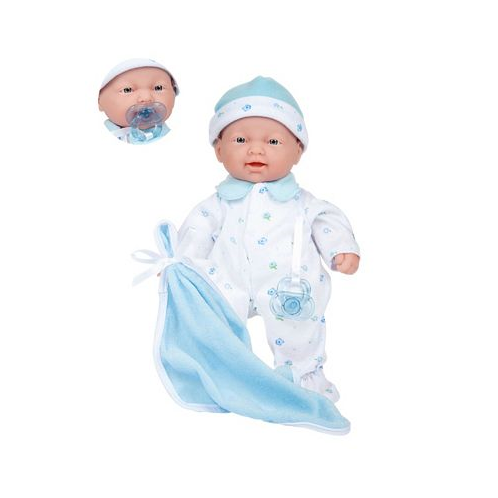 JC TOYS La Baby Caucasian 11 Soft Body Baby Doll Blue Outfit