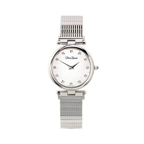 Pierre Laurent Womens Swiss Classic Diamond (1/8 ct. t.w.) Stainless Steel Bracelet Watch 24mm