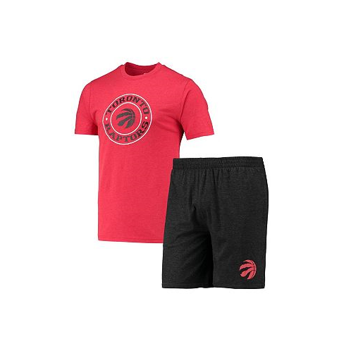Concepts Sport Mens Black Red Toronto Raptors T-shirt and Shorts Sleep Set