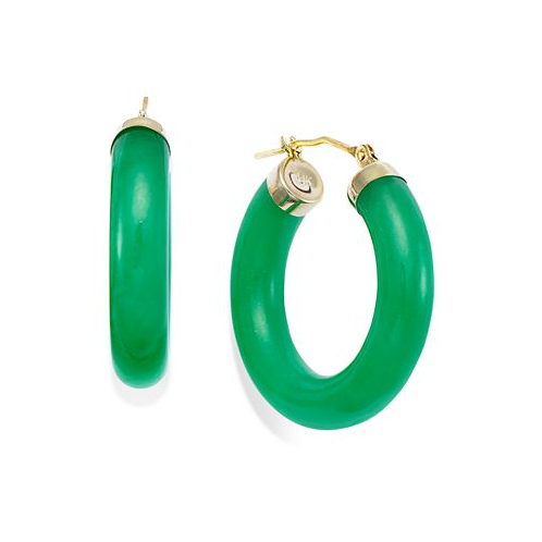 Macys Jade Hoop Earrings in 14k Gold (27-1/2mm)