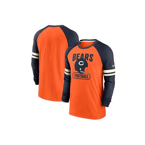 Nike Mens Orange and Navy Chicago Bears Throwback Raglan Long Sleeve T-shirt