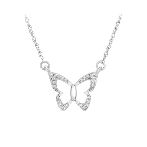 Wrapped Diamond Butterfly 17 Pendant Necklace (1/20 ct. t.w.) in 14k White Gold