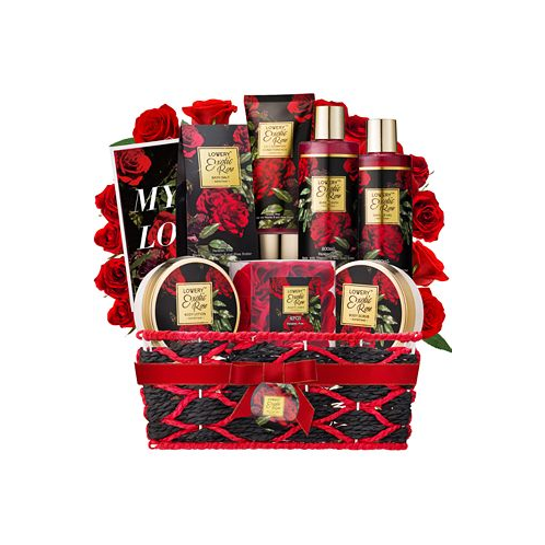Lovery Exotic Rose Spa Gift Basket Self Care Gift Bath and Body Care Gift Set Relaxing Stress Relief Gift 13 Piece