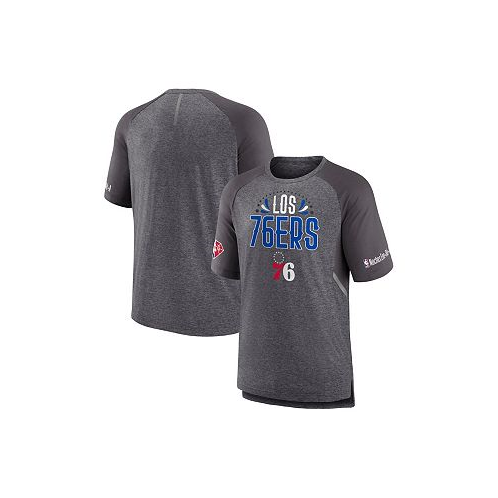 Fanatics Mens Heathered Gray Philadelphia 76ers 2022 Noches Ene-Be-A Core Shooting Raglan T-shirt