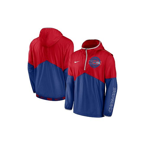 Nike Mens Red Royal Chicago Cubs Overview Half-Zip Hoodie Jacket
