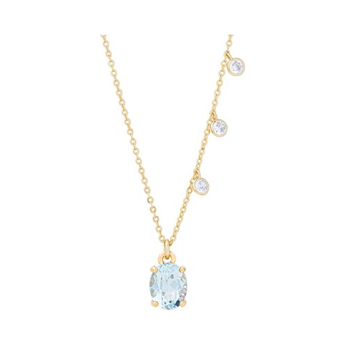 Macys Blue Topaz (3 ct. t.w.) & Lab-Grown White Sapphire (3/8 ct. t.w.) 18 Pendant Necklace in 14k Gold-Plated Sterling Silver