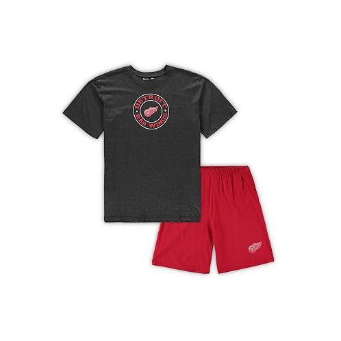Concepts Sport Mens Red Heathered Charcoal Detroit Red Wings Big and Tall T-shirt and Shorts Sleep Set