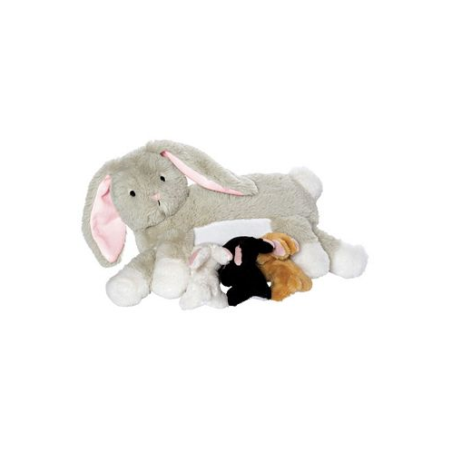 Manhattan Toy Company Nursing Nola Nurturing Rabbit Stuffed Animal with Plush Baby Bunnies