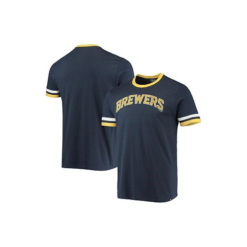 47 Brand Mens 47 Navy Milwaukee Brewers Team Name T-shirt