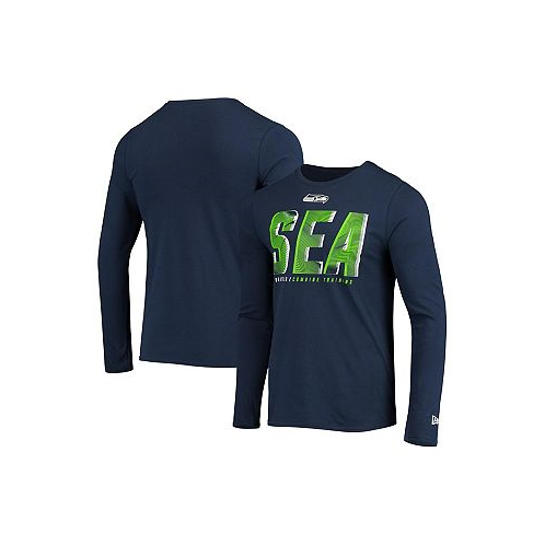 New Era Mens College Navy Seattle Seahawks Combine Authentic Static Abbreviation Long Sleeve T-shirt