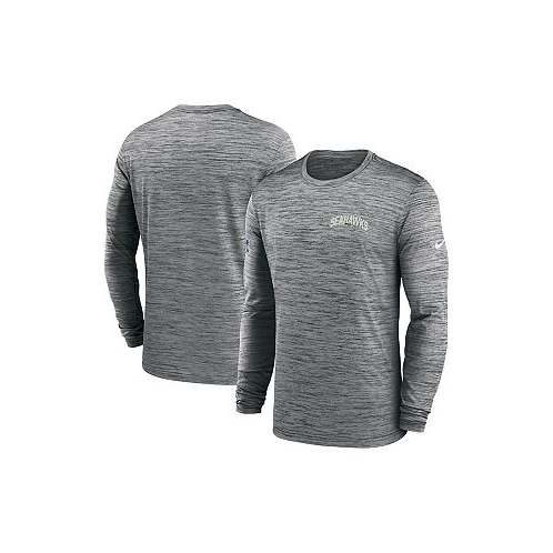 Nike Mens Gray Seattle Seahawks Velocity Athletic Stack Performance Long Sleeve T-shirt