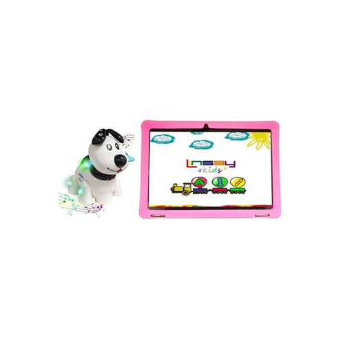 LINSAY New 10.1 Funny Tablet Octa Core 128GB Bundle with Blue Protective Case and Smart Dog Toy Lights and Music