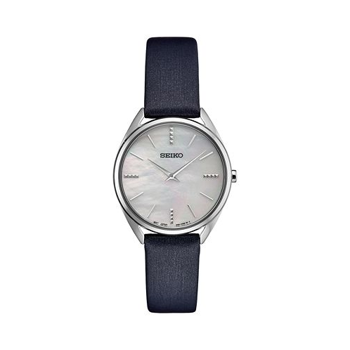 Seiko Womens Essentials Blue Leather Strap Watch 32mm