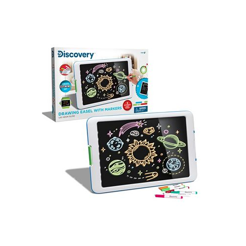 Discovery Kids Discovery Neon Glow Drawing Easel w/ 6 Color Marker Light Modes
