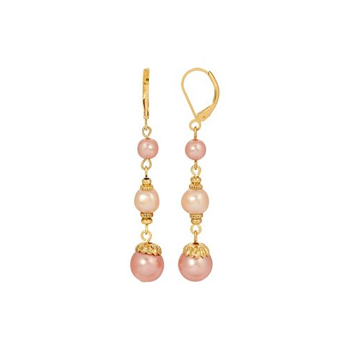 2028 Pink and White Drop Imitation Pearl Earrings