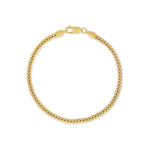 Esquire Mens Jewelry Squared Franco Link Chain Bracelet in 14k Gold-Plated Sterling Silver