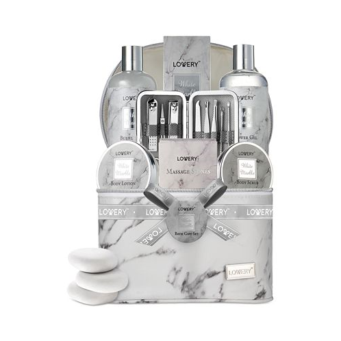 Lovery 19-Pc. White Marble Luxe Home Spa Gift Set