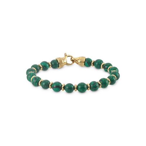 LEGACY for MEN by Simone I. Smith Malachite Bead Stretch Bracelet in Gold-Tone Ion-Plated Stainless Steel