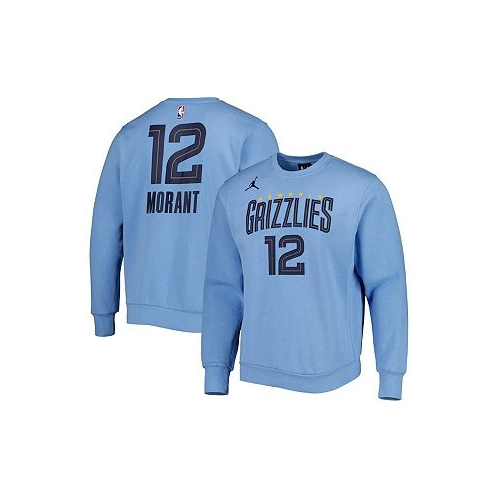 Jordan Mens Ja Morant Light Blue Memphis Grizzlies Statement Name and Number Pullover Sweatshirt