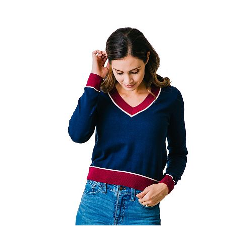 Hope & Henry Womens Long Sleeve Fine Gauge V-Neck Sweater