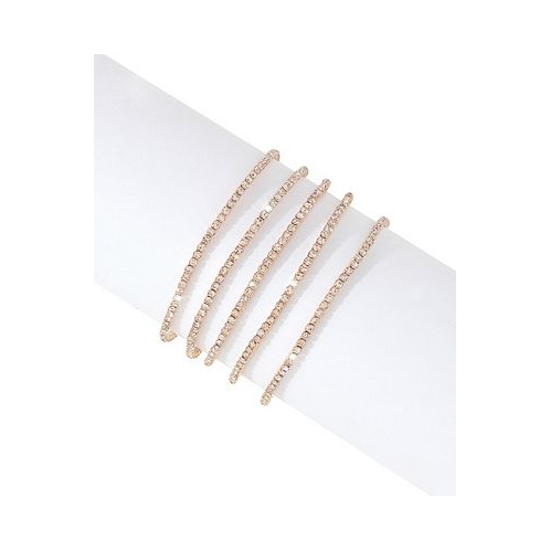 ADORNIA Womens 14K Gold-Tone Plated Crystal Stretch Bracelet Set 2 pieces