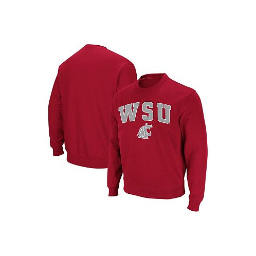 Colosseum Mens Crimson Washington State Cougars Arch & Logo Crew Neck Sweatshirt