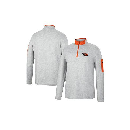 Colosseum Mens Heathered Gray Orange Oregon State Beavers Country Club Windshirt Quarter-Zip Jacket