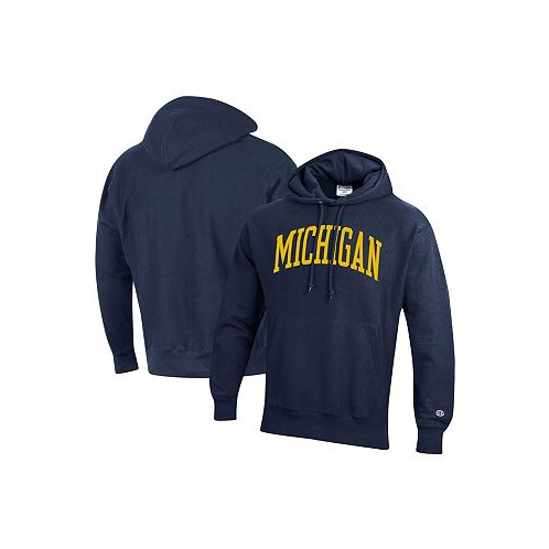 Champion Mens Navy Michigan Wolverines Team Arch Reverse Weave Pullover Hoodie