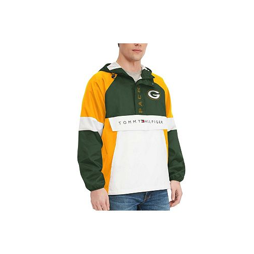 Tommy Hilfiger Mens Green Green Bay Packers Quarter-Zip Pullover Hoodie Jacket