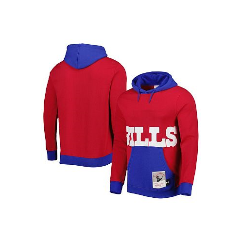Mitchell & Ness Mens Red Buffalo Bills Big Face 5.0 Pullover Hoodie