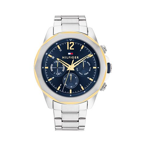 Tommy Hilfiger Mens Multifunction Silver-Tone Stainless Steel Bracelet Watch 46mm