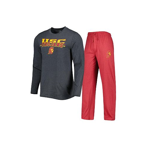 Concepts Sport Mens Cardinal Charcoal USC Trojans Meter Long Sleeve T-shirt and Pants Sleep Set