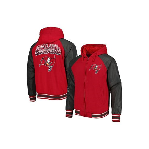 G-III Sports by Carl Banks Mens Red Tampa Bay Buccaneers Defender Raglan Full-Zip Hoodie Varsity Jacket
