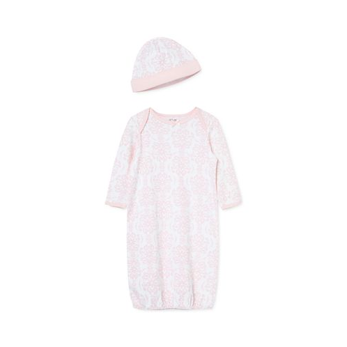 Little Me Baby Girls Sleep Gown and Hat 2 Piece Set