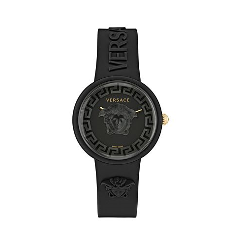 Versace Womens Swiss Medusa Pop Black Silicone Strap Watch 39mm