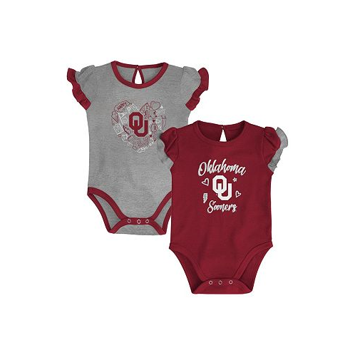 Outerstuff Girls Newborn and Infant Crimson Heather Gray Oklahoma Sooners Too Much Love Two-Piece Bodysuit Set