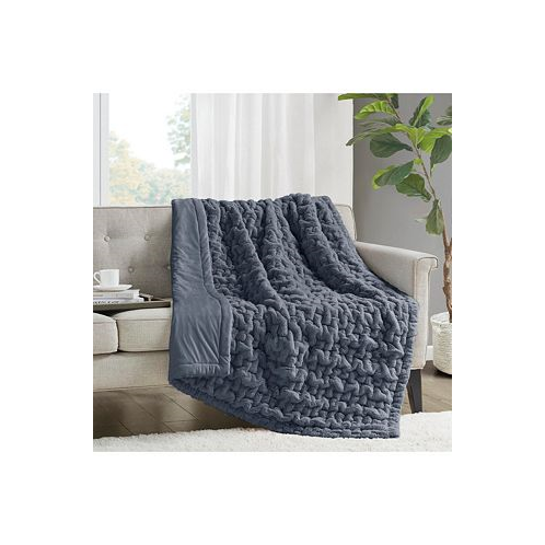 Madison Park Ruched Reversible Faux-Fur Throw 50 x 60