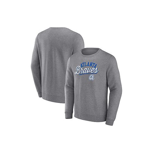 Fanatics Mens Heather Gray Atlanta Braves Simplicity Pullover Sweatshirt