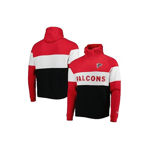 New Era Mens Black Red Atlanta Falcons Colorblock Current Pullover Hoodie