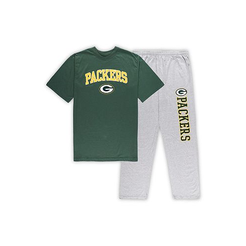 Concepts Sport Mens Green Heather Gray Green Bay Packers Big and Tall T-shirt and Pants Sleep Set