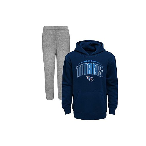 Outerstuff Toddler Boys Navy Heather Gray Tennessee Titans Double-Up Pullover Hoodie and Pants Set