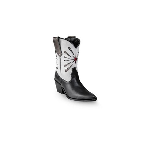 Womens Italian Western White Premium Leather Boots Fireworks by Bala Di Gala