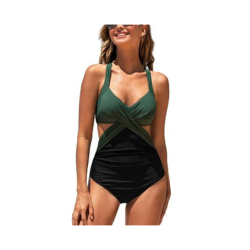 CUPSHE Womens One Piece Swimsuit Colorblock Wrapped Crisscross Bathing Suit