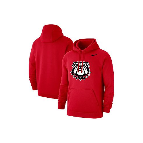 Nike Mens Red Georgia Bulldogs Logo Club Pullover Hoodie