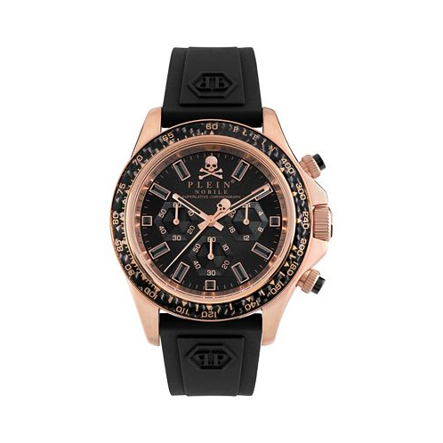 Philipp Plein Mens Chronograph Nobile Racing Black Silicone Strap Watch 43mm