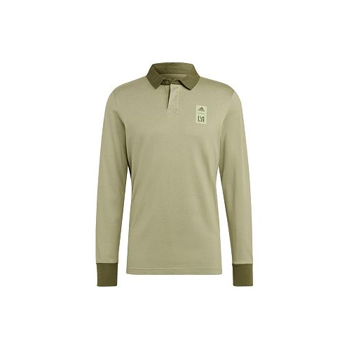 Adidas Mens 2023 Player Green LAFC Travel Long Sleeve Polo Shirt