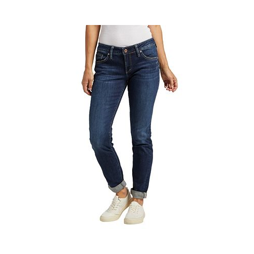 Silver Jeans Co. Womens Boyfriend Mid Rise Slim Leg Jeans